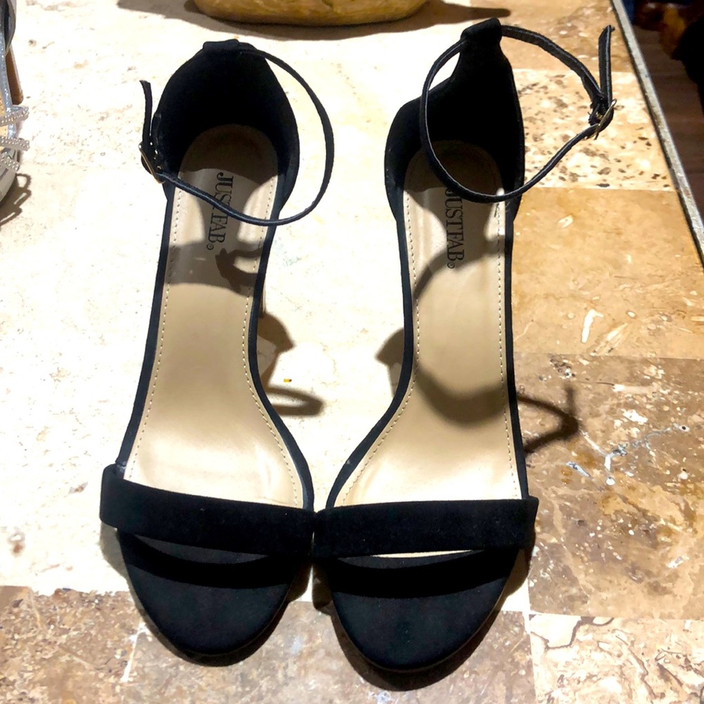 JustFab black suede heels